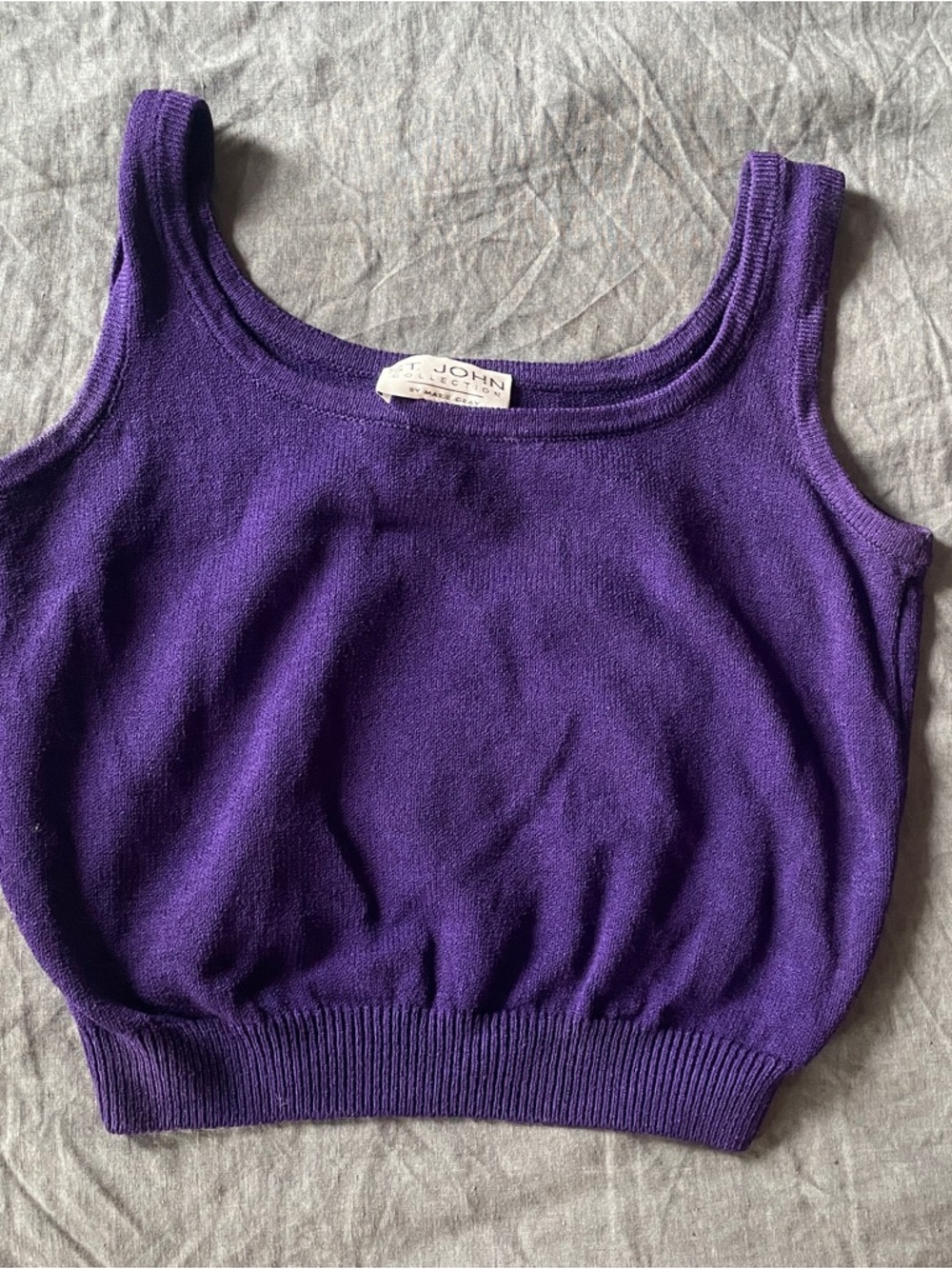 St. John Purple Knit Scoop Neck Crop Tank
